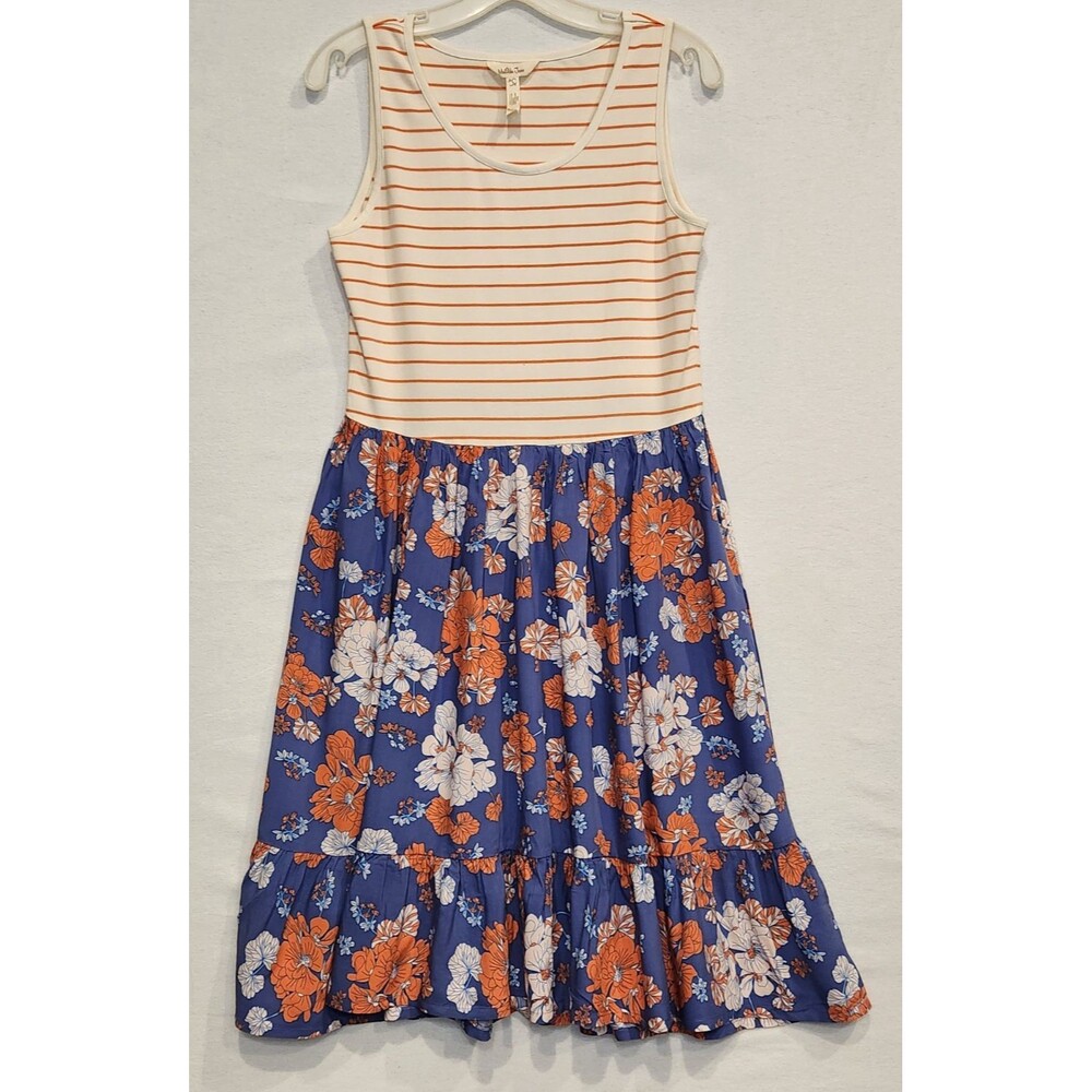 Matilda Jane Lets Go Together Roll With it Dress Women’s Small Navy Orange Midi